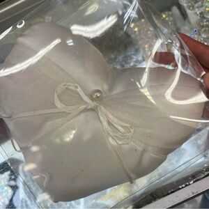 Heart-Shaped White Satin Pillow